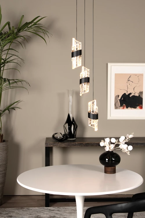 Lucide KLIGANDE - Hanglamp - Ø 25 cm - LED Dimb. - 3x8W 2700K - Zwart - sfeer 1